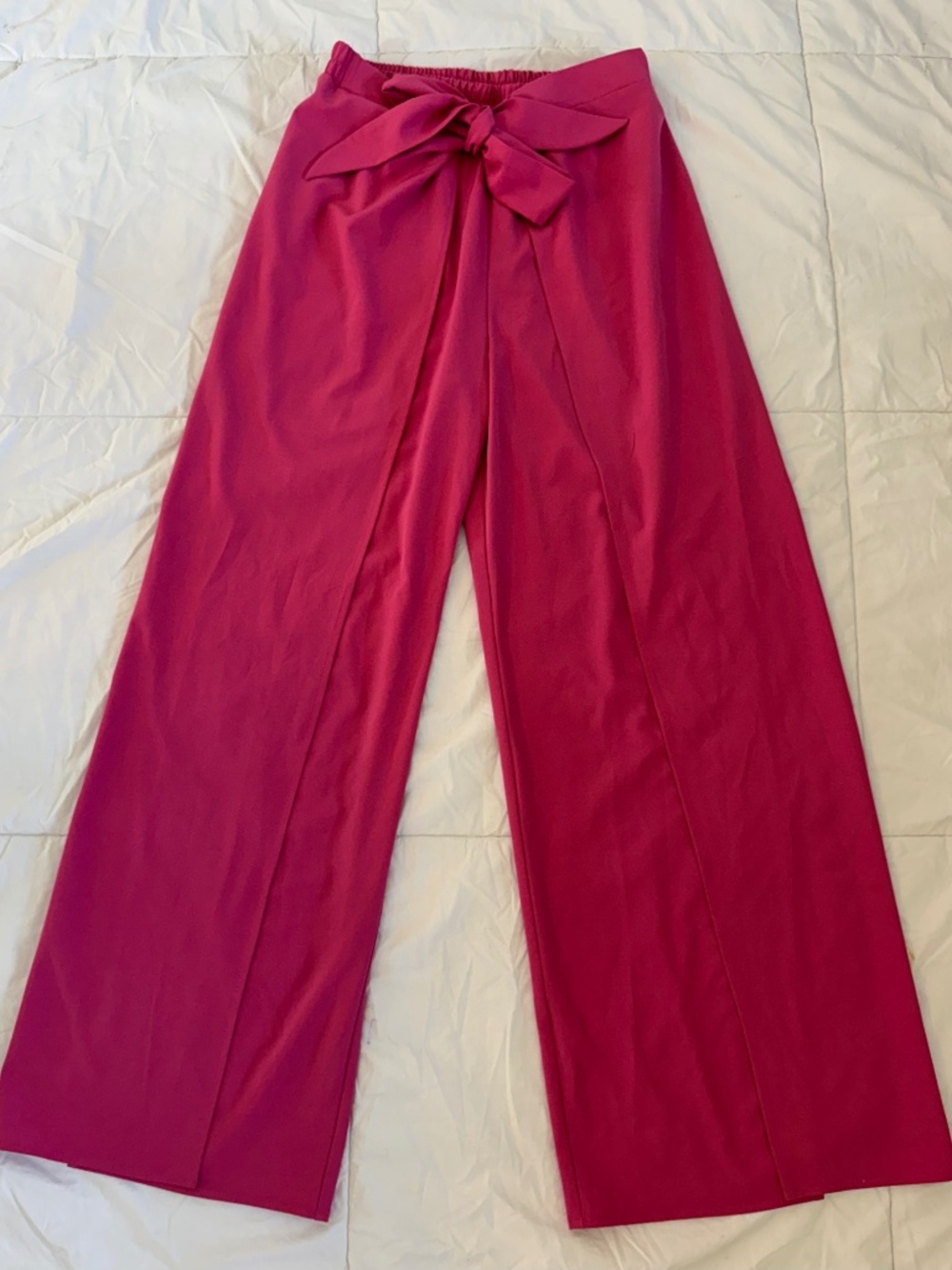 NY&Co 7th Avenue Fuchsia Tie Waist Wide Leg Palazzo Pants M